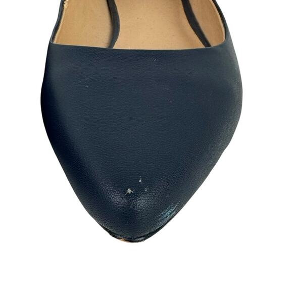 Joe’s Duarte Navy Blue Leather & Suede Rivet Studs Pointed Toe Ballet Flats - Picture 9 of 12